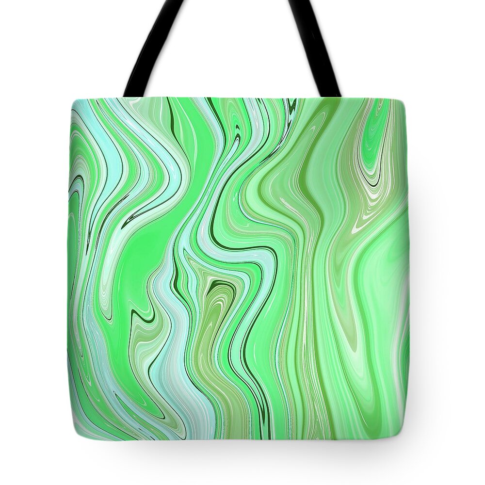 Fluid Painting Tote Bag featuring the painting Fluid Painting Wave Pattern Green by Patricia Piotrak