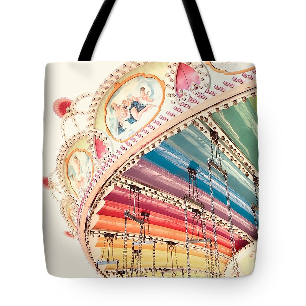 Flying Carousel Tote Bag featuring the photograph Flying Carousel 1 - Six Flags America by Marianna Mills