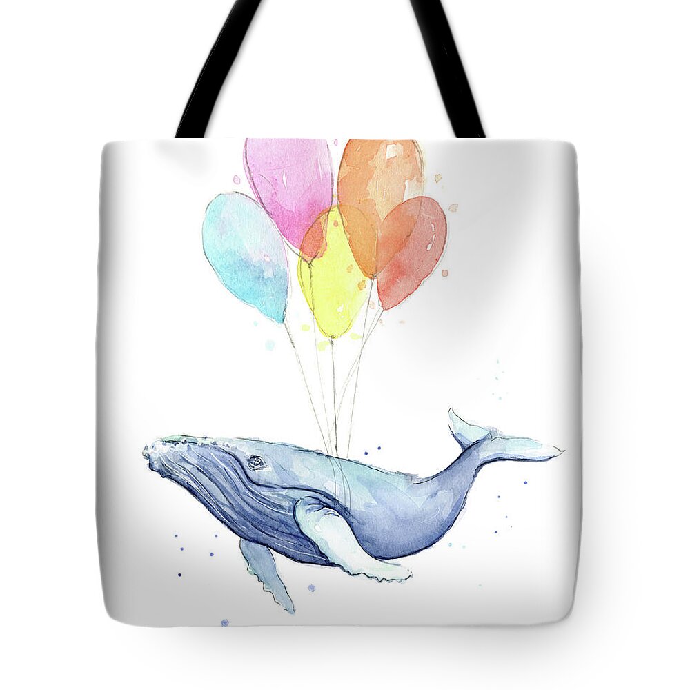 Whale Tote Bag featuring the painting Flying Whale by Olga Shvartsur