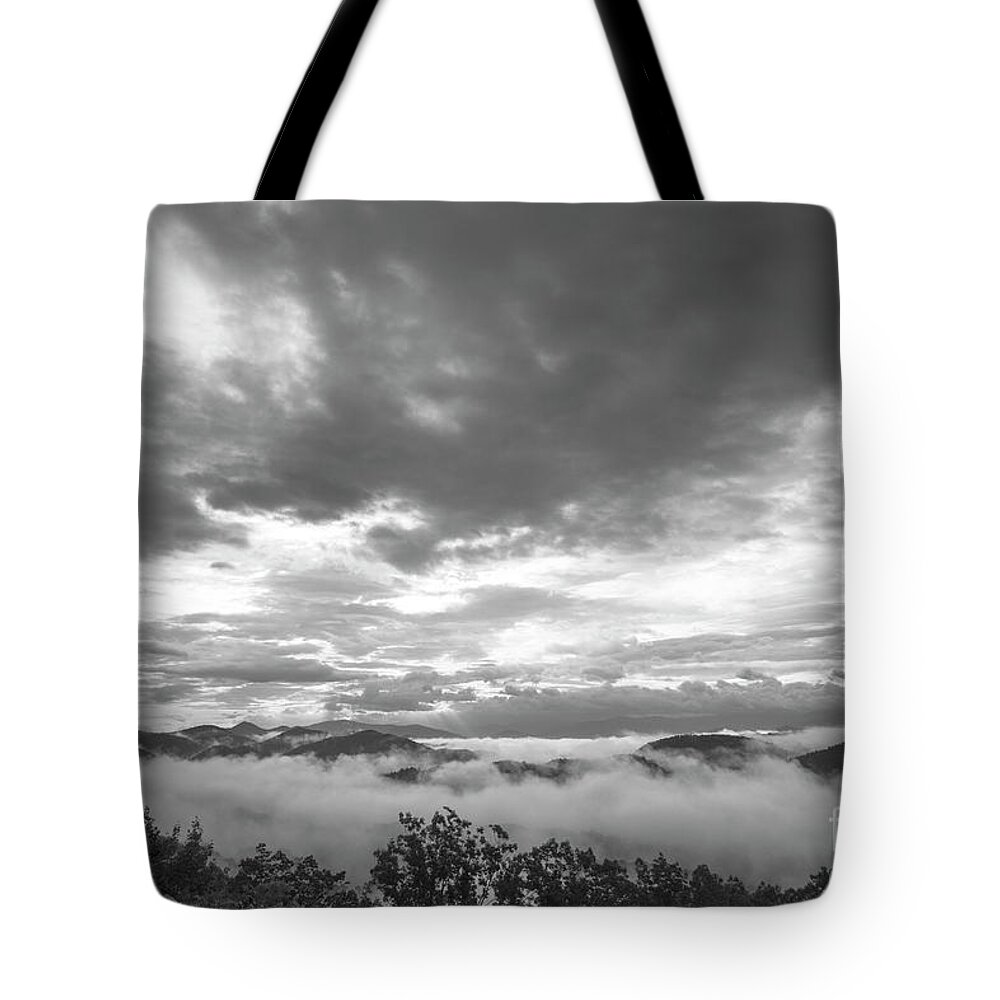 Smoky Mountains Tote Bag featuring the photograph Foggy Mountain Morning by Mike Eingle