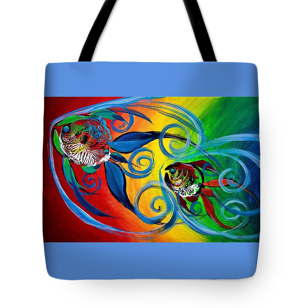 Love Tote Bag featuring the painting Follow the Leader, Father Follows Son by J Vincent Scarpace