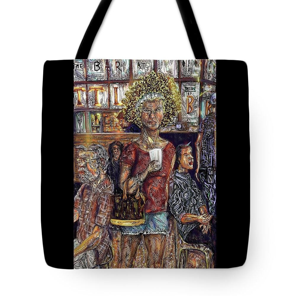 Pen And Ink Tote Bag featuring the digital art Food Court by Angela Weddle