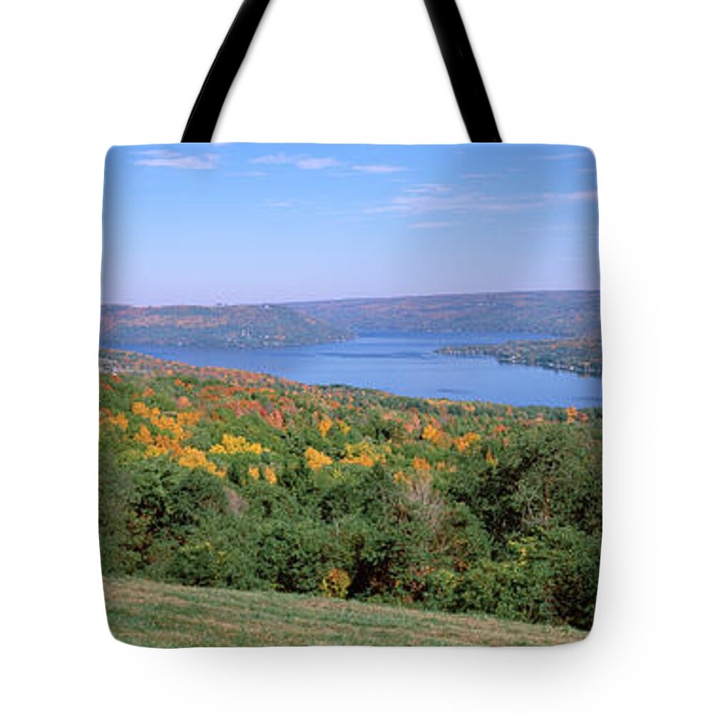 Photography Tote Bag featuring the photograph Forest At The Lakeside, Keuka Lake by Panoramic Images
