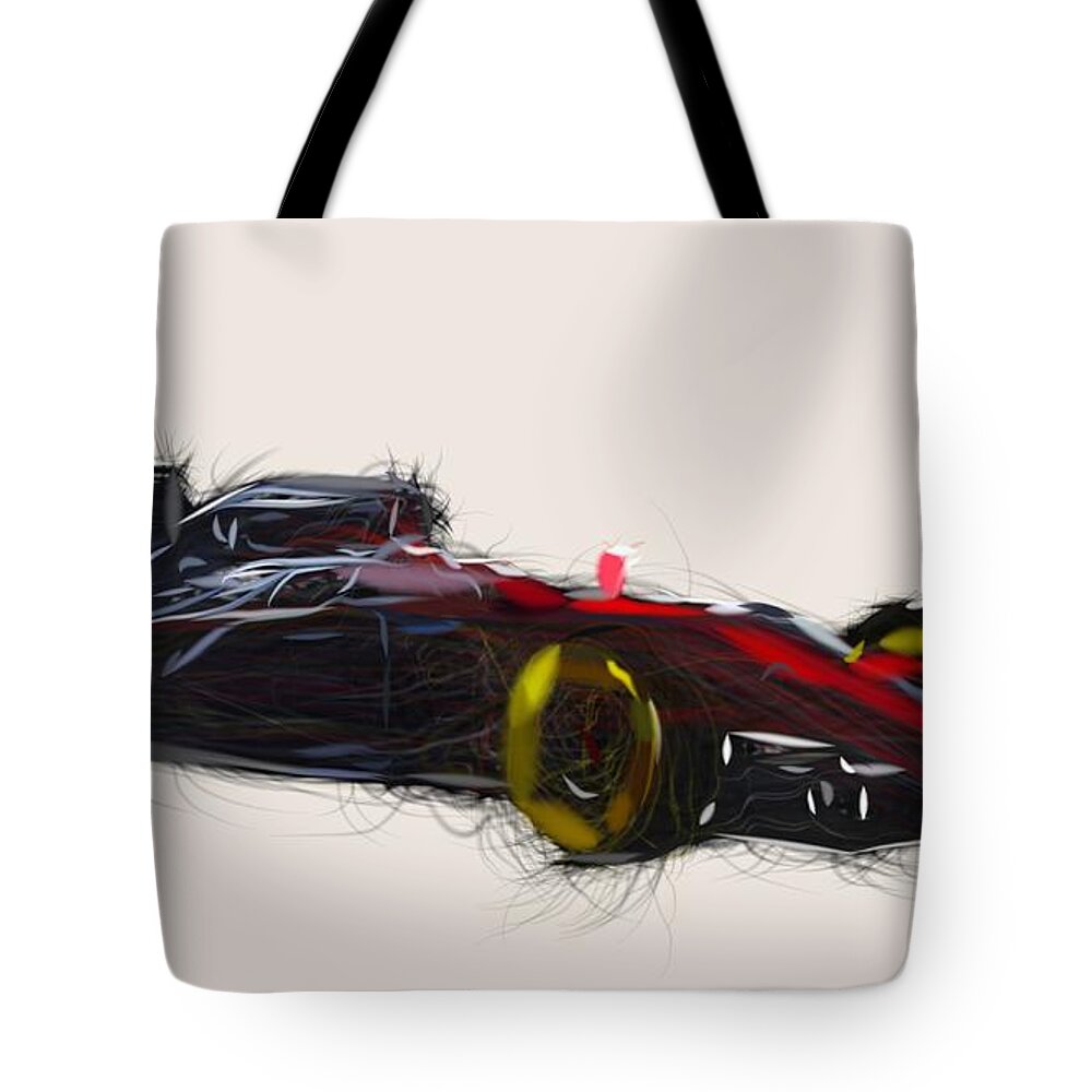Formula1 Tote Bag featuring the digital art Formula1 McLaren MP4 30 Draw by CarsToon Concept