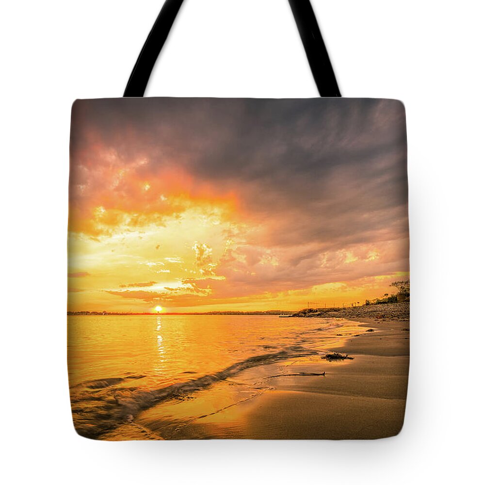 Bunker Tote Bag featuring the photograph Fort Foster Sunset Watchers Club by Jeff Sinon