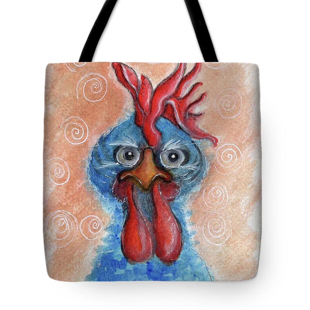 Chicken Tote Bag featuring the painting Fowl Mood by Karren Case