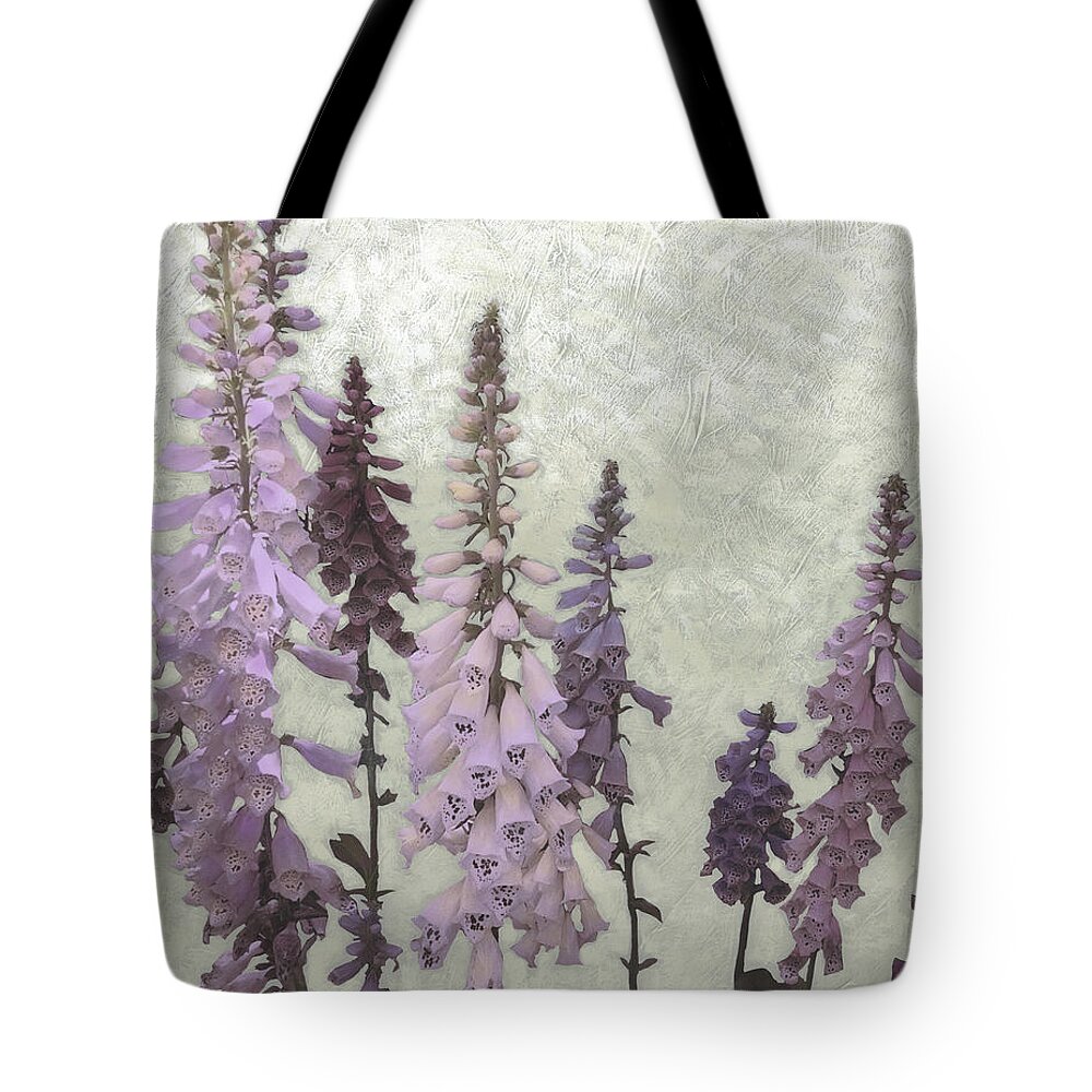 Botanical Tote Bag featuring the painting Foxgloves II by Chariklia Zarris