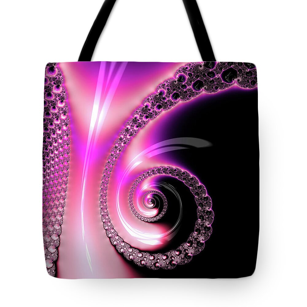 Spiral Tote Bag featuring the photograph Fractal Spiral pink purple and black by Matthias Hauser