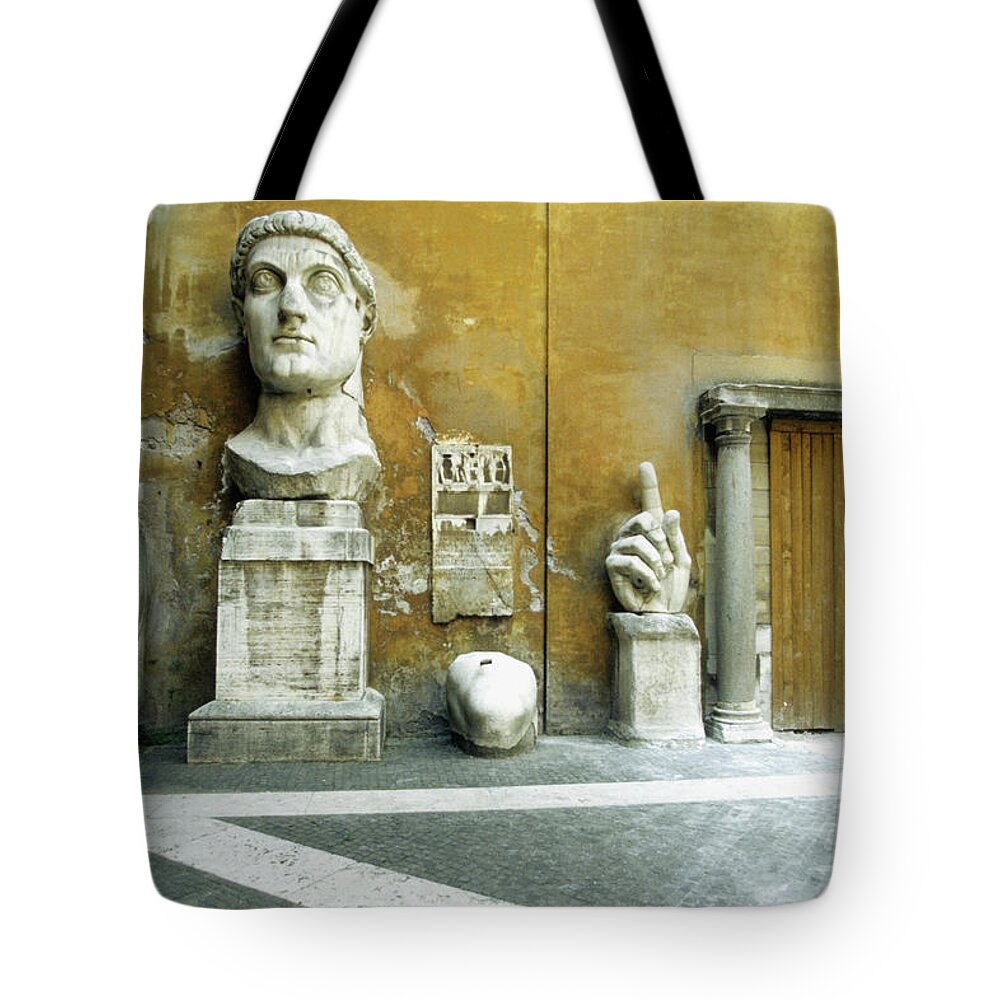 Arch Tote Bag featuring the photograph Fragments Of The Constantine Statue by Medioimages/photodisc