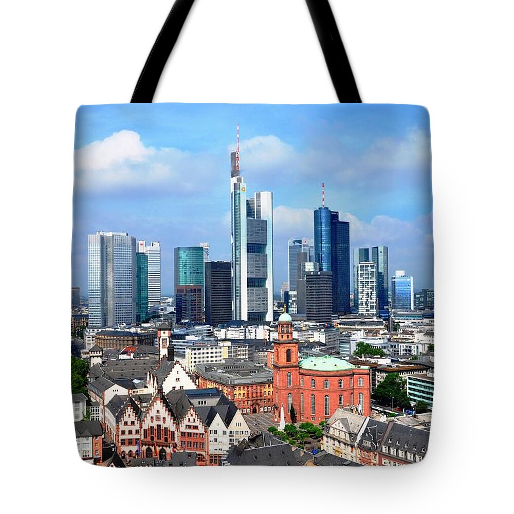 Treetop Tote Bag featuring the photograph Frankfurt - Panoramic View by Fhmolina