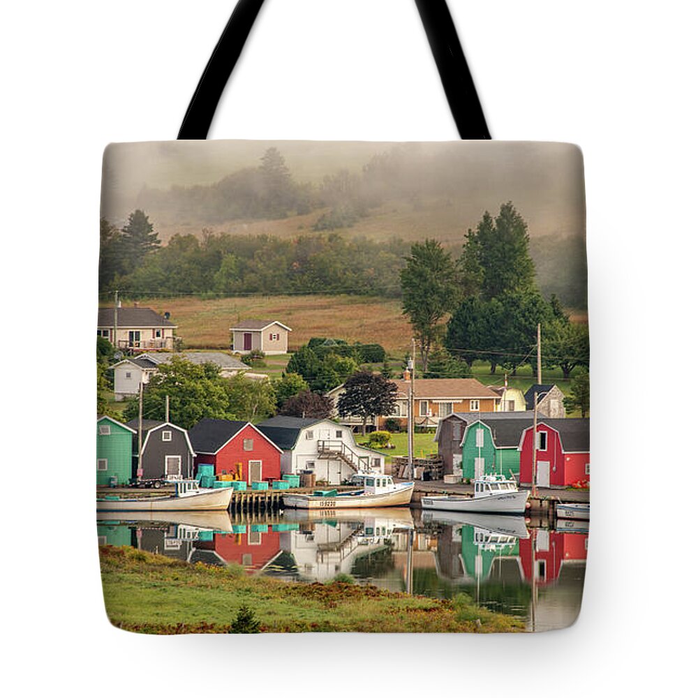 Foggy Tote Bag featuring the photograph French River Fog by Marcy Wielfaert
