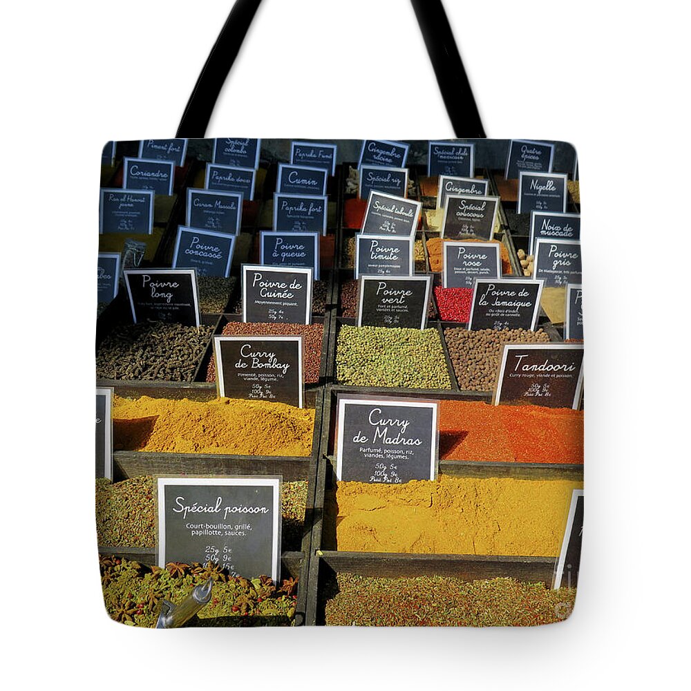 Eze France Tote Bag featuring the photograph French Spice Market by Terri Brewster