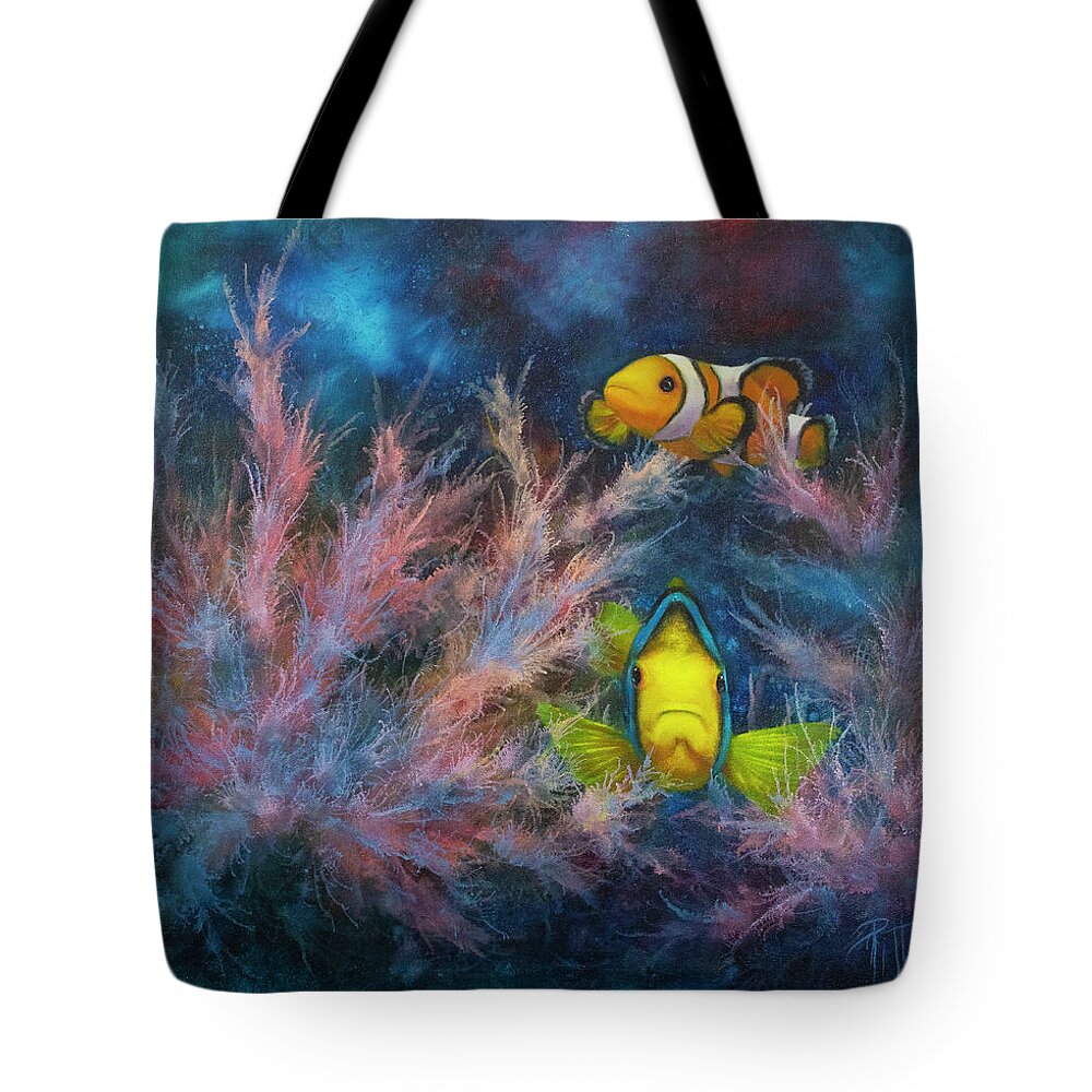 Reef Tote Bag featuring the painting Clowning Around by Lynne Pittard