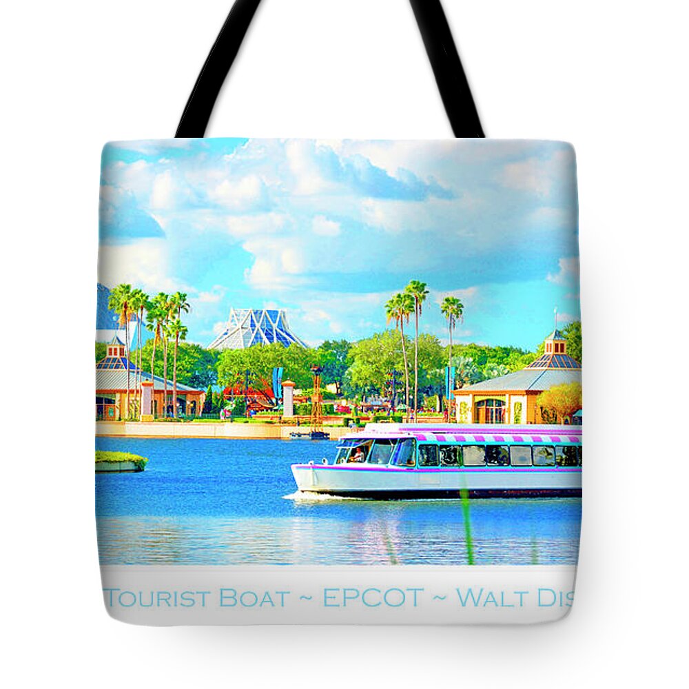 Friendship Boat Tote Bag featuring the photograph Friendship Boat on the Lagoon EPCOT Walt Disney World by A Macarthur Gurmankin