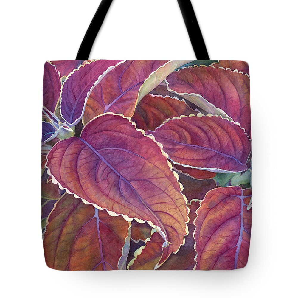 Coleus Tote Bag featuring the painting Frillery by Sandy Haight