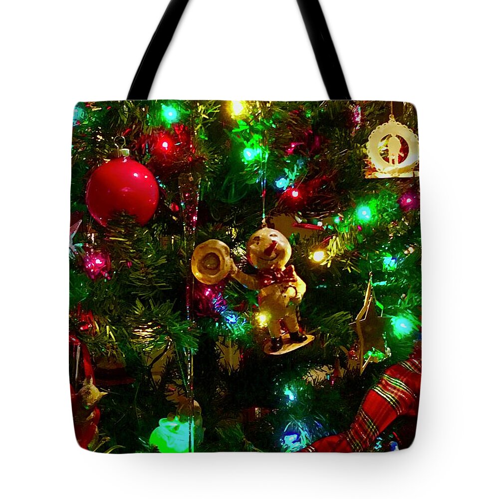 Frosty The Snowman Tote Bag featuring the photograph Frosty Christmas by Debra Grace Addison