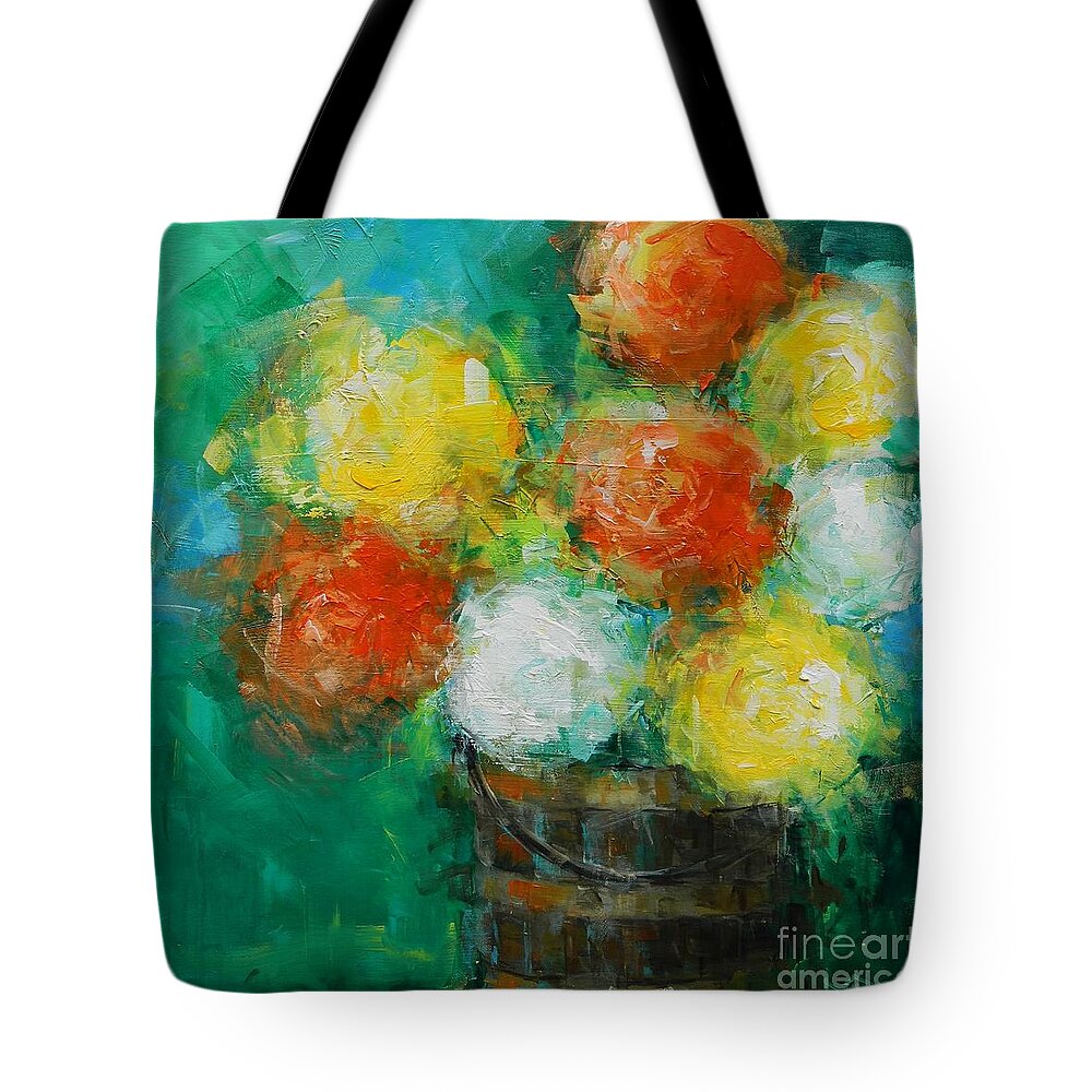 Vase Tote Bag featuring the painting Full Bucket by Dan Campbell