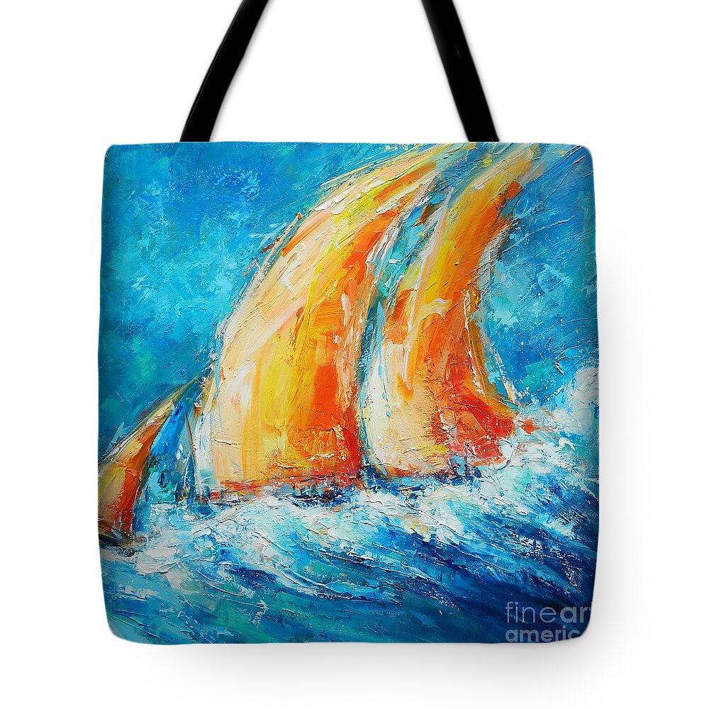 Sailing Tote Bag featuring the painting Full Tilt by Dan Campbell