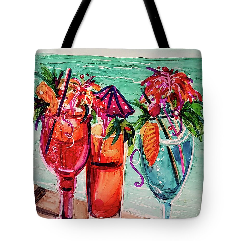 Alcohol Ink Tote Bag featuring the mixed media Gal's Afternoon Out by Francine Dufour Jones