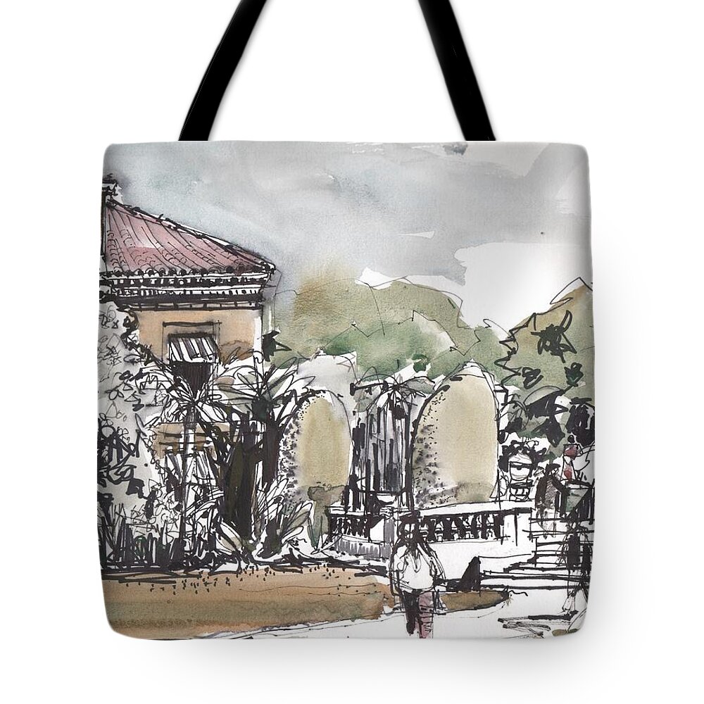  Tote Bag featuring the painting Gardens in Pasadena by Gaston McKenzie