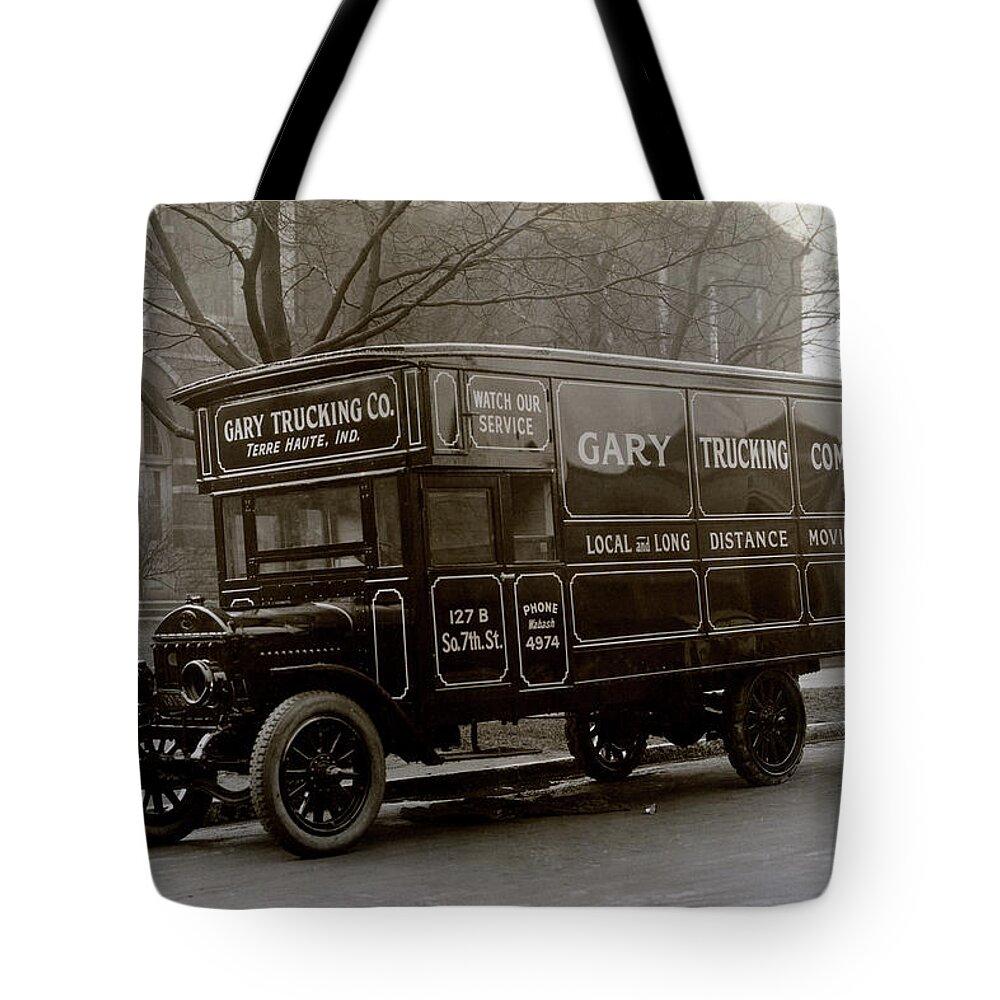 Truck Tote Bag featuring the painting Gary Trucking Co. Moving Truck by Unknown