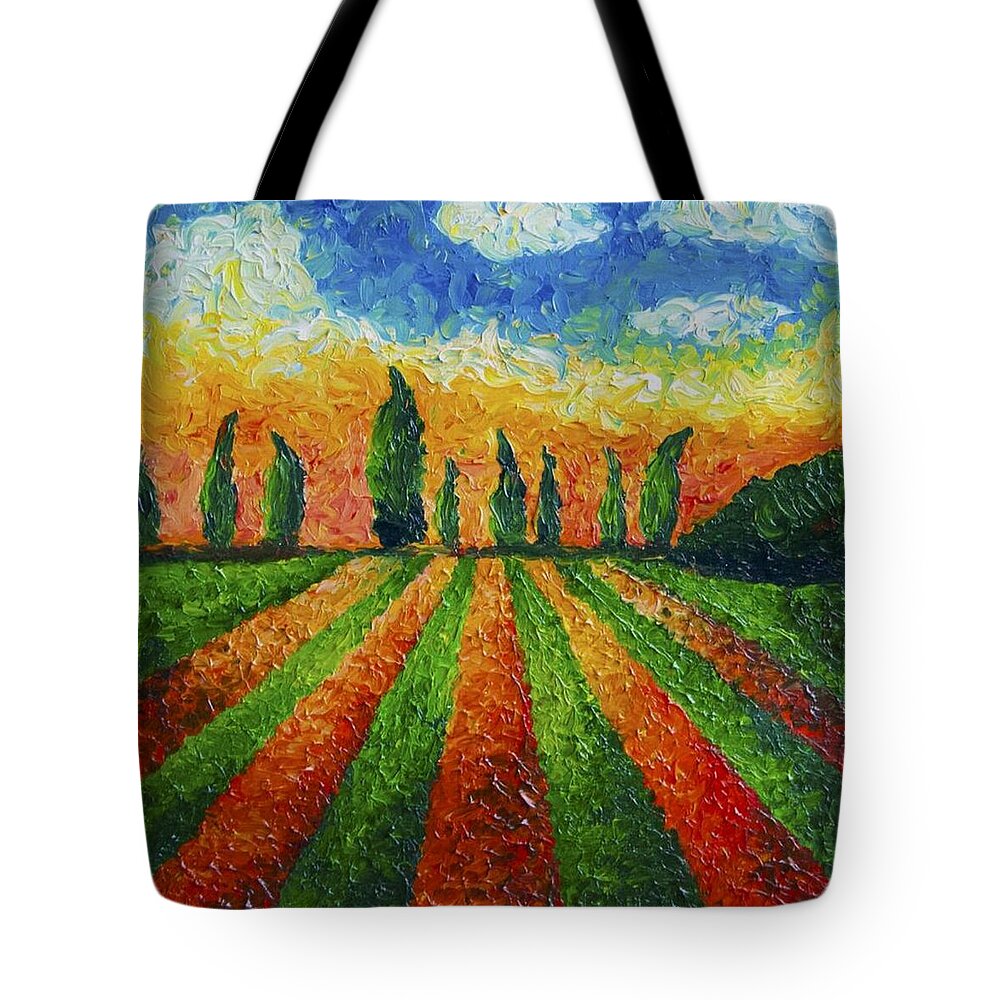 Country Tote Bag featuring the painting Gary's view by Chiara Magni