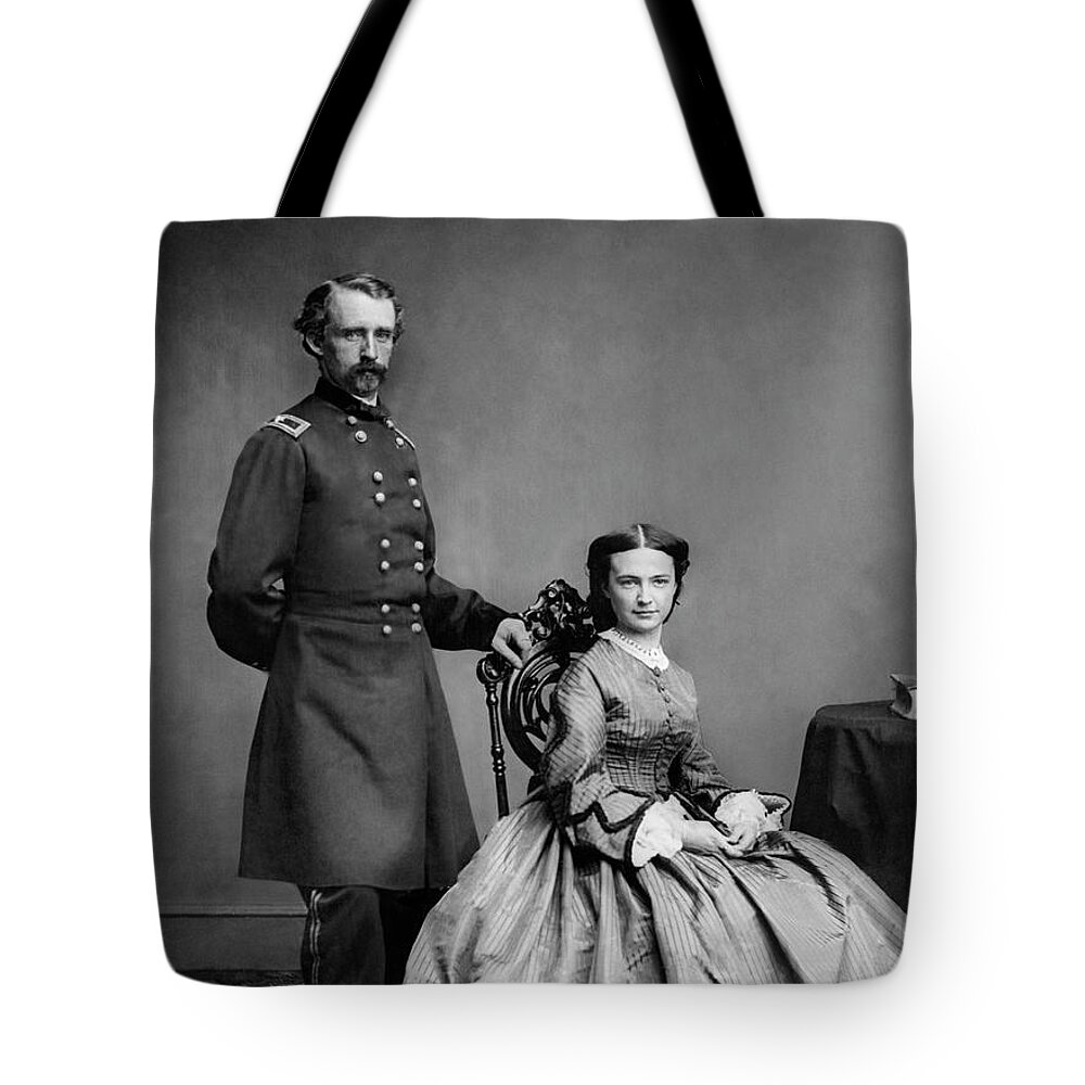 George Armstrong Custer Tote Bag featuring the photograph General Custer and His Wife Libbie by War Is Hell Store