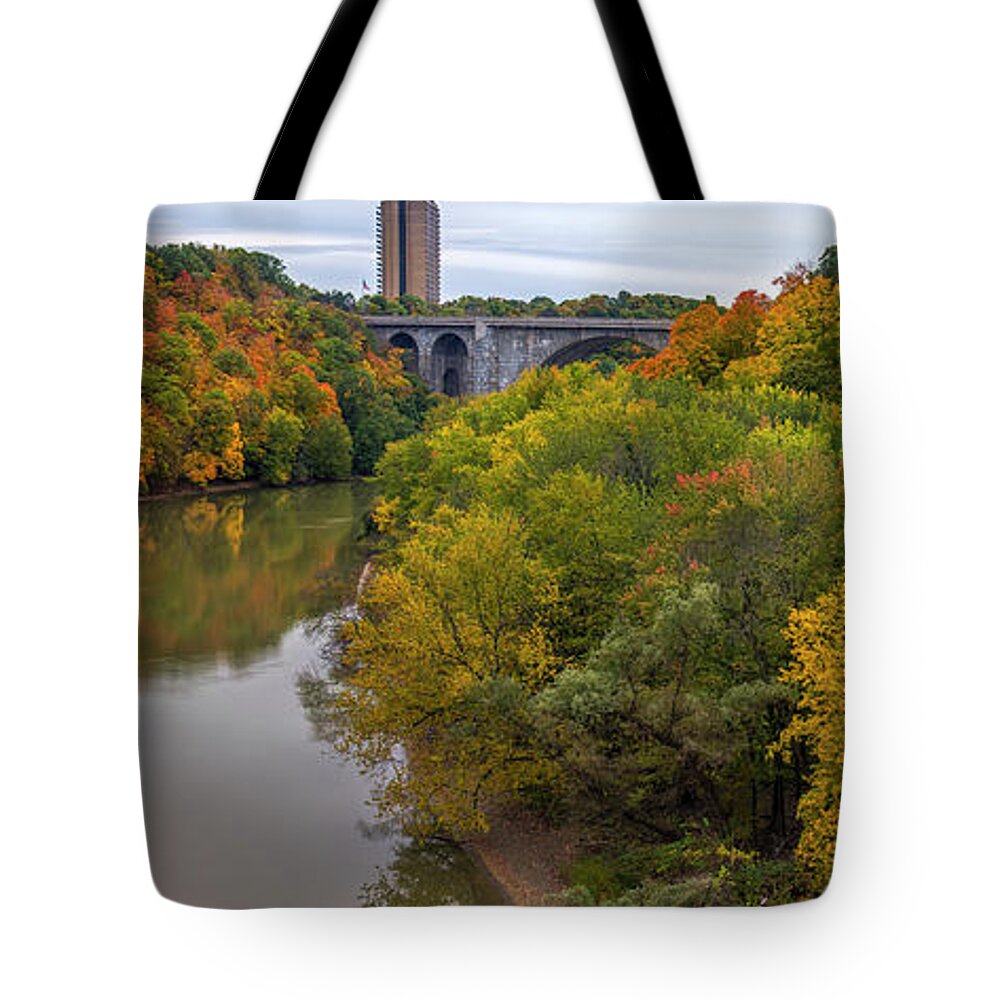 Genesee River Gorge Tote Bag featuring the photograph Genesee River Gorge Rochester Ny by Mark Papke
