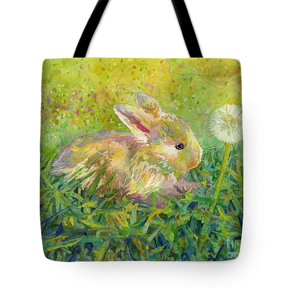 Rabbit Tote Bag featuring the painting Gentle Wish by Hailey E Herrera