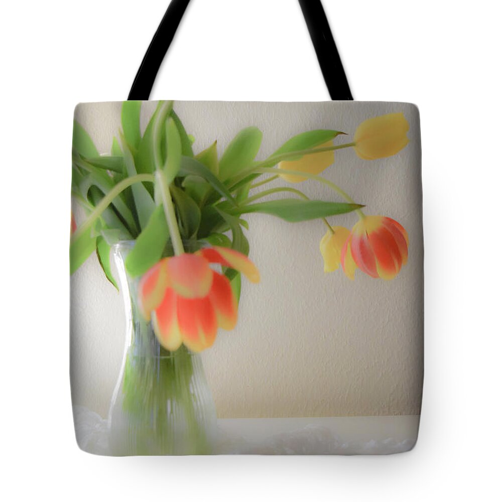Tulips Tote Bag featuring the photograph Gently by Deborah Crew-Johnson
