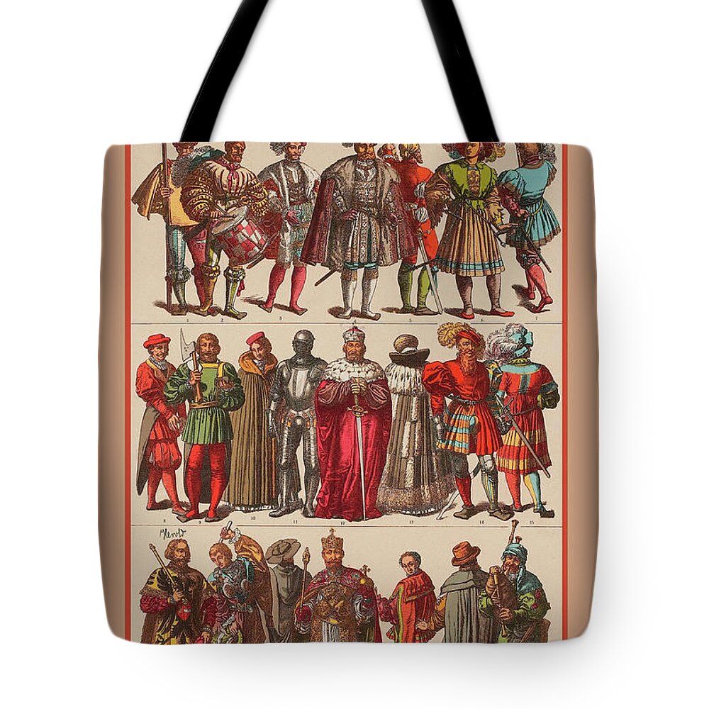 Germany Tote Bag featuring the painting German Fashion -Renaissance noble costume by Friedrich Hottenroth