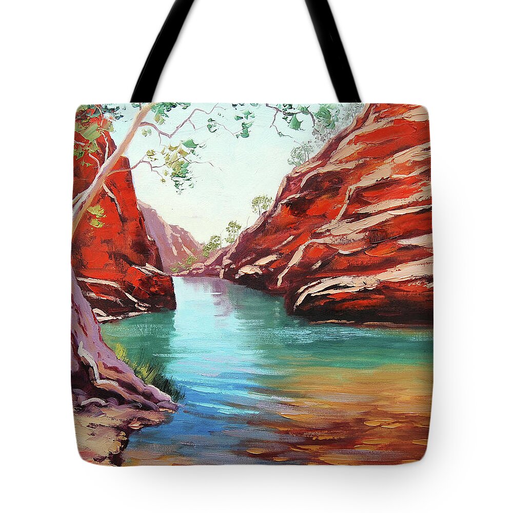 Central Australia Tote Bag featuring the painting Ghost Gum Alice Springs by Graham Gercken