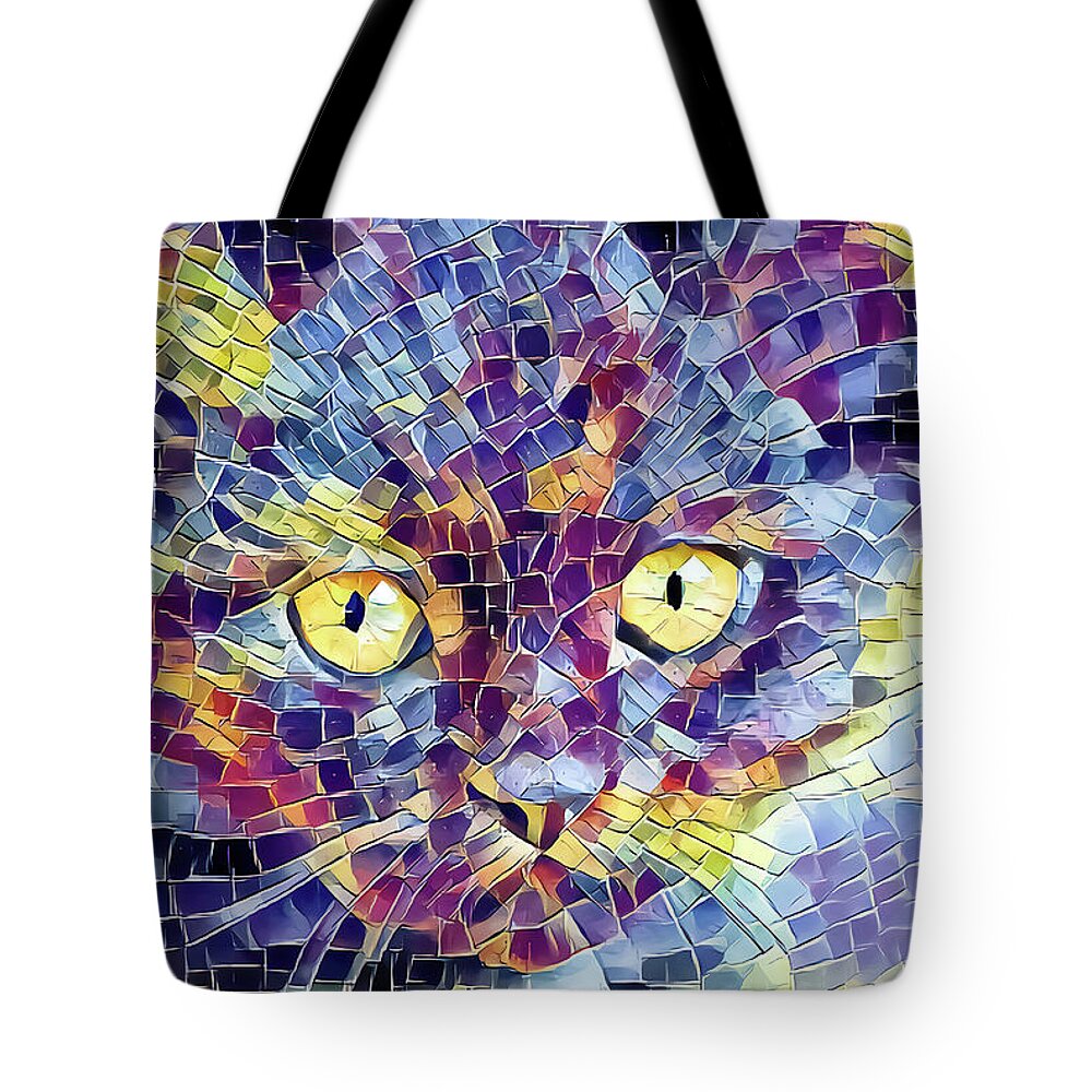 Kitten Tote Bag featuring the digital art Giant Head Mosaic by Don Northup