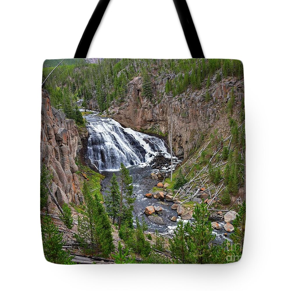 Waterfalls Tote Bag featuring the photograph Gibbon Falls by Steve Brown