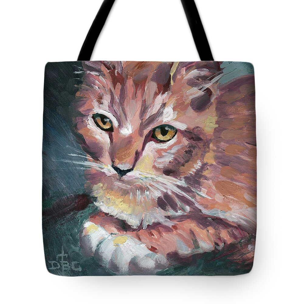 Cat Tote Bag featuring the painting Gilligan by David Bader