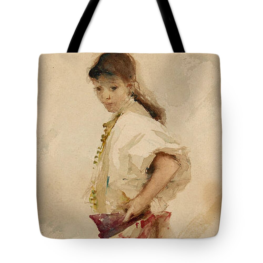 19th Century Art Tote Bag featuring the drawing Girl in Spanish Costume by John Singer Sargent
