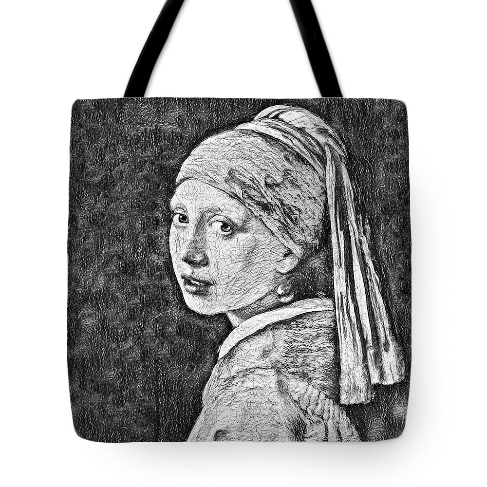 Girl with a Pearl Earring by Vermeer. 1665, time travel art. Tote Bag by  Art Prints and Beyond - Pixels