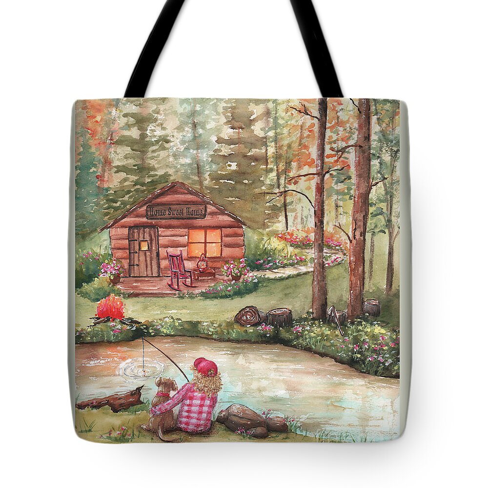 Girls Love Fishing Too - Girl Fishing With Dog Tote Bag by Debbie Cerone -  Pixels