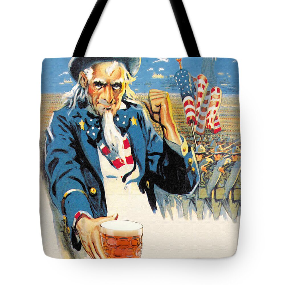 Beer Tote Bag featuring the painting Give Me Liberty of Give Me Beer by Wilbur Pierce