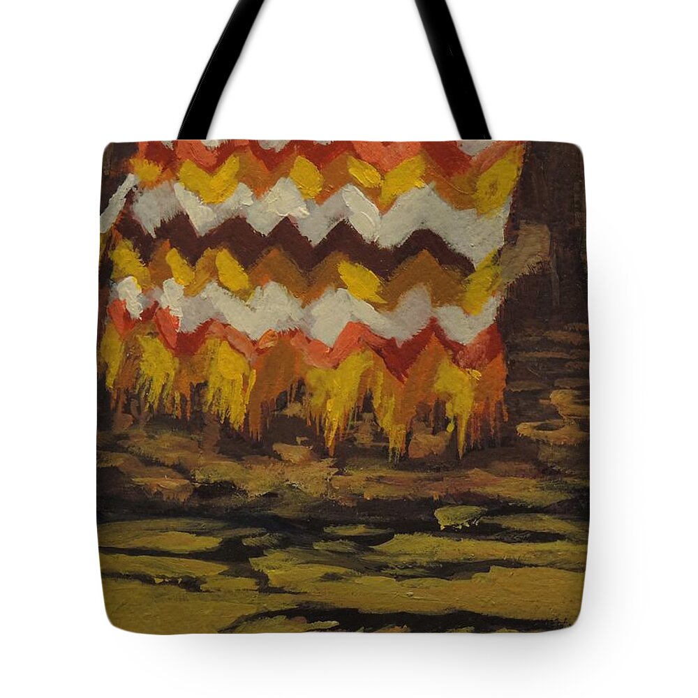 Gloria's Afghan Tote Bag featuring the painting Gloria's Afghan by Bill Tomsa