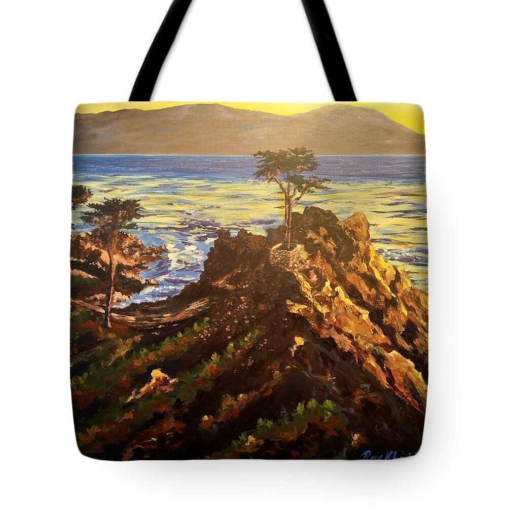 Glorious Tote Bag featuring the painting Glorious sunset by Ray Khalife
