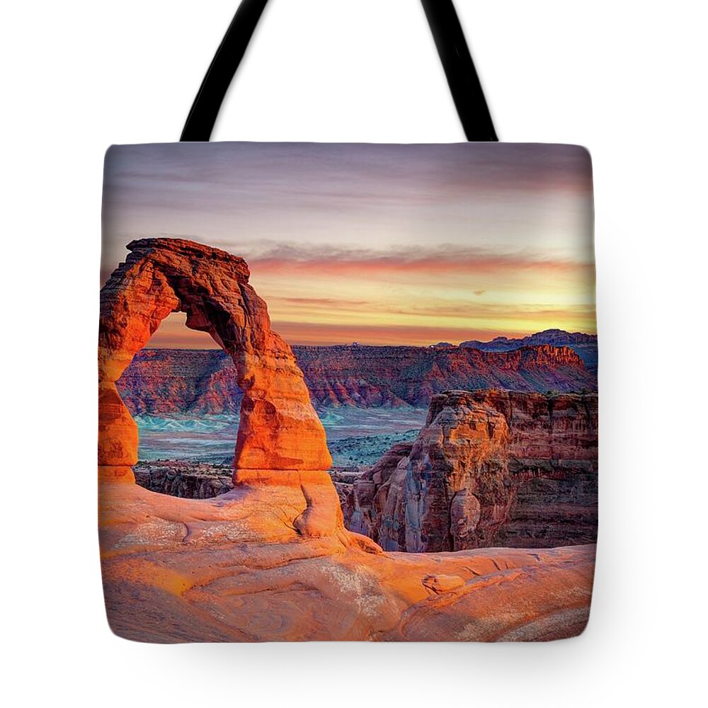 Scenics Tote Bag featuring the photograph Glowing Arch by Mark Brodkin Photography