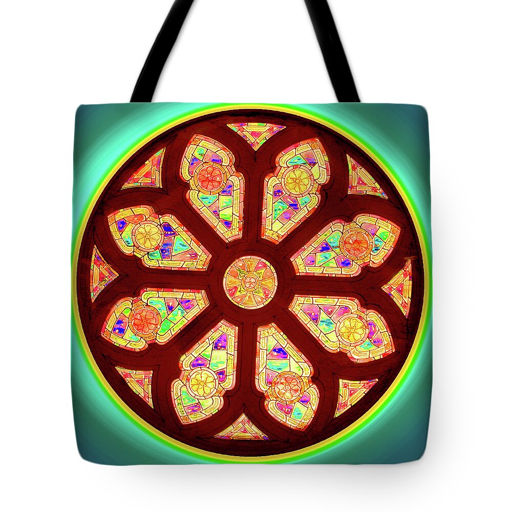  Tote Bag featuring the digital art Glowing Rosette by Rick Wicker