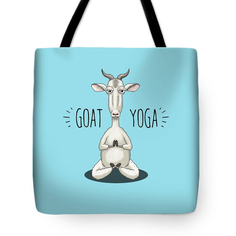 Goat Yoga Tote Bag featuring the digital art GOAT YOGA - Meditating Goat by Laura Ostrowski