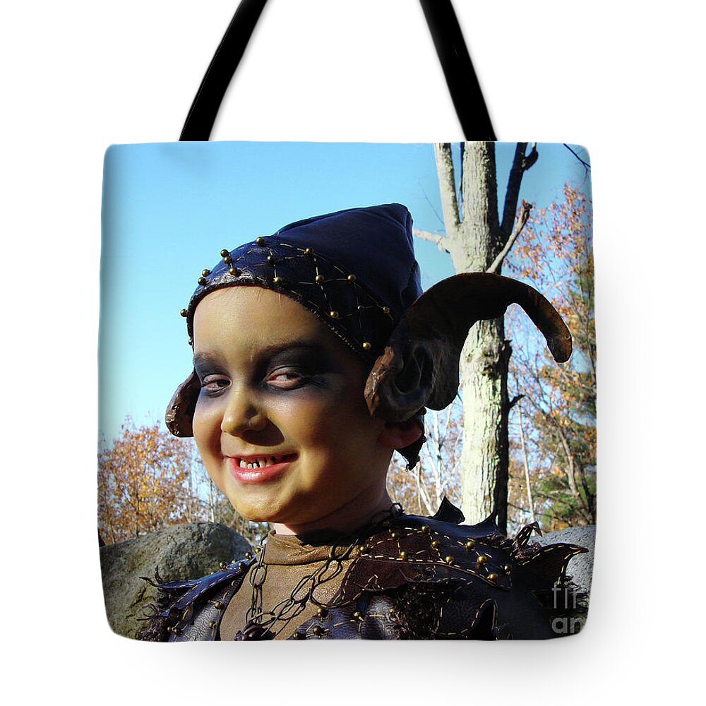 Halloween Tote Bag featuring the photograph Goblin Costume 1 by Amy E Fraser