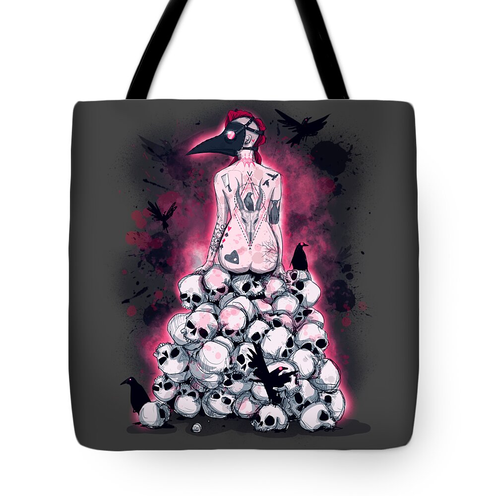 God Called In Sick Tote Bag featuring the drawing God Called In Sick by Ludwig Van Bacon