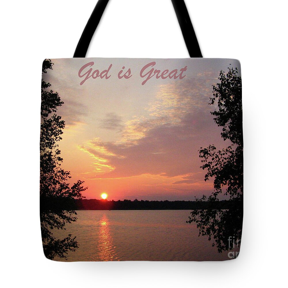  Tote Bag featuring the mixed media God is Great by Lori Tondini