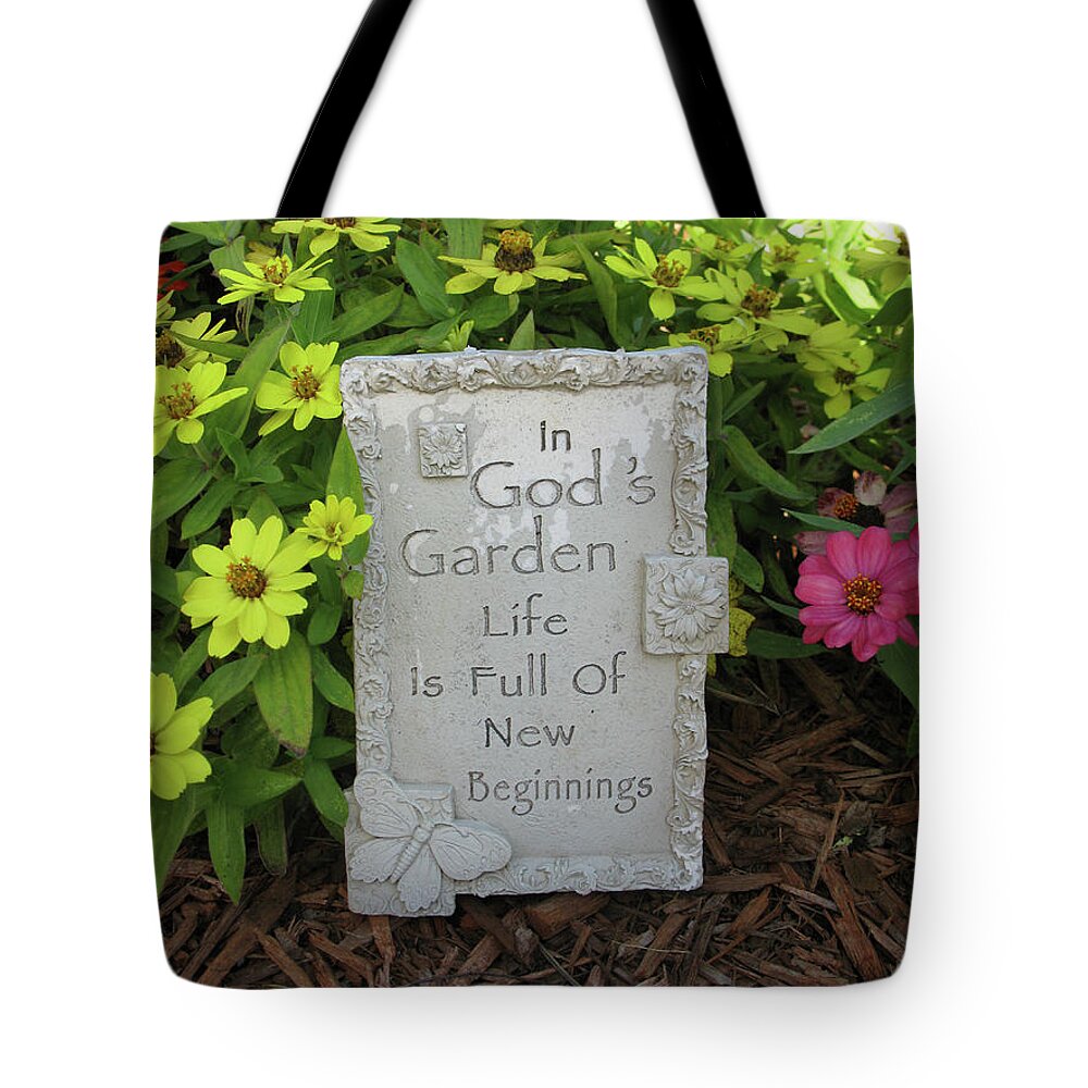  Tote Bag featuring the mixed media Gods garden by Lori Tondini