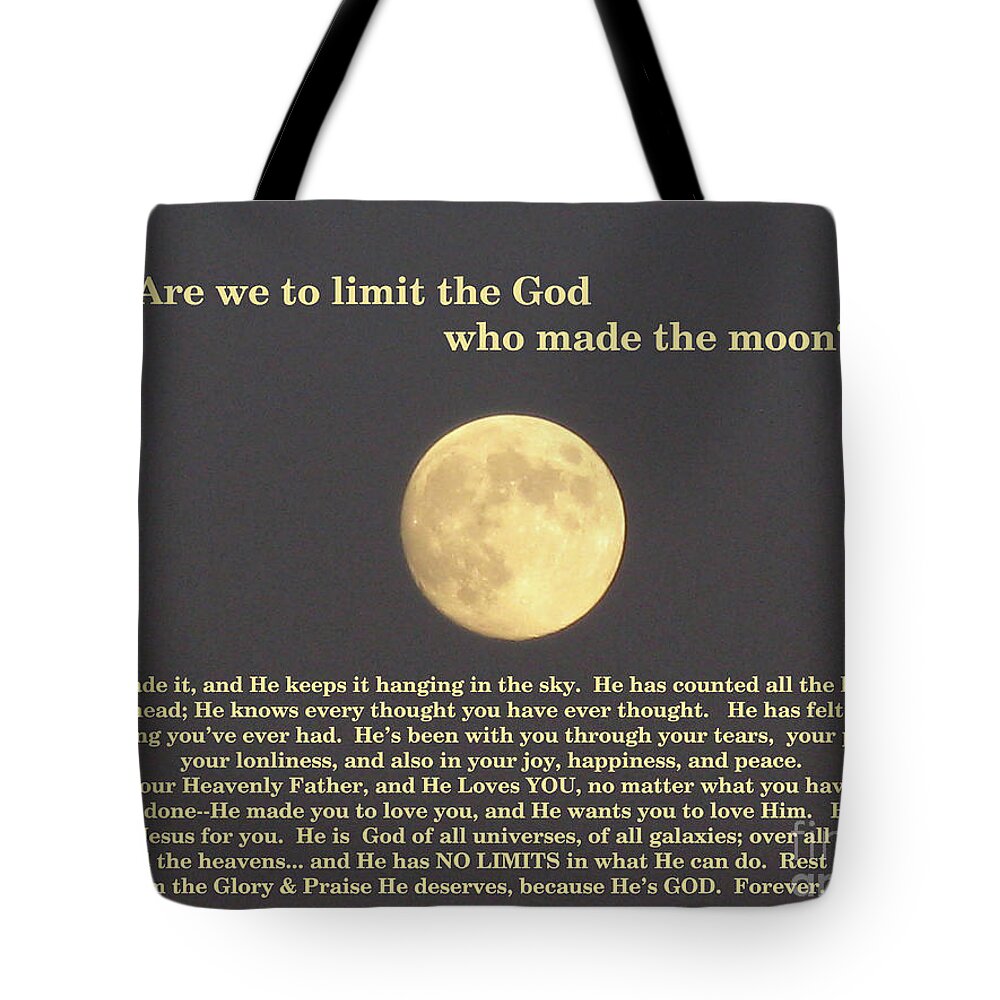  Tote Bag featuring the mixed media Gods moon by Lori Tondini