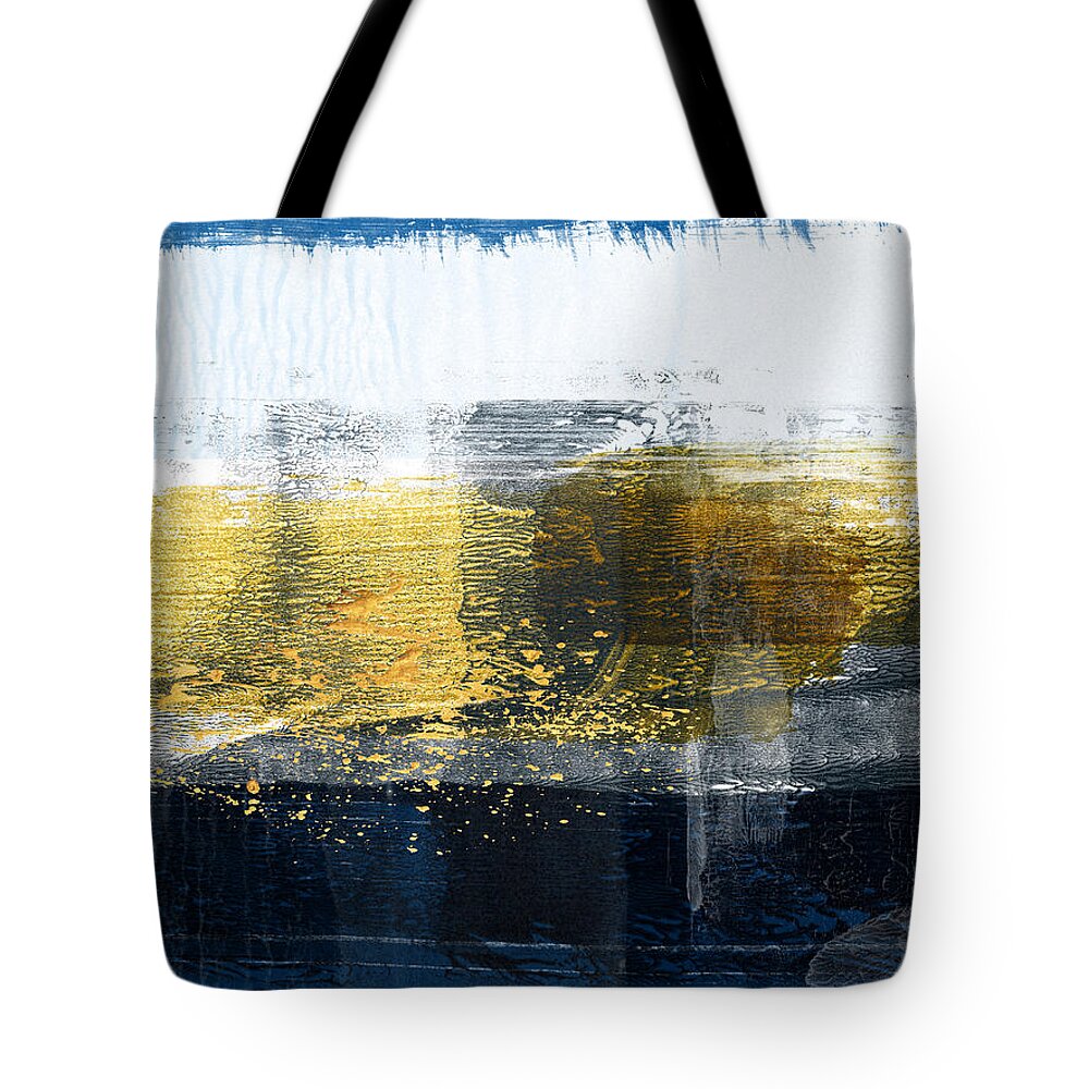 Abstract Tote Bag featuring the painting Gold and White Abstract Study by Naxart Studio